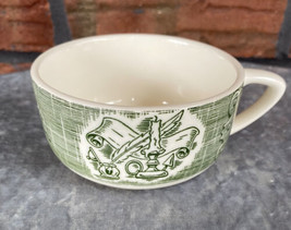 Royal China The Old Curiosity Shop Cup Green White Candle Scroll Feather Pen Vtg - $1.90