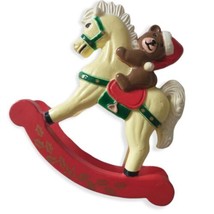 REED Christmas Rocking Horse Figure Diorama Plastic Teddy Bear Crafts Holiday - £7.77 GBP
