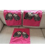 IKEA Gulort Owls Large Pillow Covers Shams Set of 3 Zip Pink Black White... - $42.08