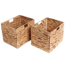 Storage Baskets,Wicker Baskets,Hyacinth Basket For Shelf,Folding 2 Packs Handmad - £68.98 GBP