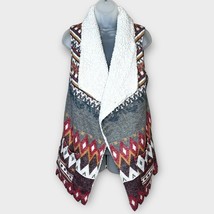 ME JANE Southwestern Sherpa lined wool blend vest size small tribal boho - $33.87