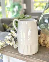 White Ridged Porcelain Jug - $62.95 White Ridged Porcelain Jug - $62.95