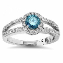 1.69ct Fancy Blue Diamond Halo Engagement Ring With Split Shank - £2,665.78 GBP+