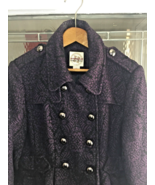 HYDRAULIC The Blue Jean Standard Button Front BLACK &amp; Purple Pea Coat SI... - £34.37 GBP