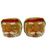 Hand-carved Resin Santa  Clause Candle Holders With Candles - Vintage - £23.34 GBP