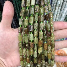 Natural Peridot Tube Stone Beads,Green Olivine Cutting Nugget Birthstone Beads F - £54.63 GBP