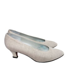 Liz Claiborne Women Beige Canvas Slip On Low Block Heels Almond Toe Shoe... - £23.98 GBP