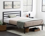 Black, Twin Edenbrook Cassidy Metal Platform Bed Frame With, Wood Slat S... - $181.99