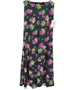 NEW LuLaRoe Medium Dark Green Purple Pink Floral Berries Knit Maxi Skirt... - $42.56