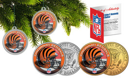 Cincinnati Bengals Colorized Jfk Half Dollar 2-Coin Set Nfl Christmas Ornaments - £11.17 GBP