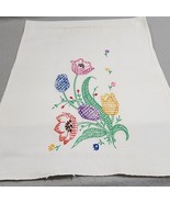 Hand Embroidered TULIPS Cotton Linen Kitchen Hand Dish Towel 30&quot;x13.5&quot; - $172.28 MXN