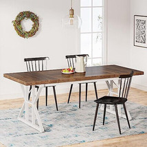 Dining Table for 6 People, 70.8-Inch Rectangular Wood Dining Table (Brown/White) - £612.71 GBP