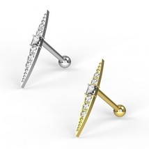 Gorgeous Axe Ear Stud CZ Surgical Steel Cartilage Helix Tragus Piercing Earrings - £36.67 GBP