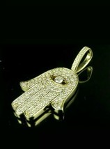 1.20Ct Imitación Diamante Ojo Helado Hamsa Mano Colgante 14K Oro Amarillo Bañado - £80.69 GBP