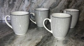 Royal Norfolk White Striped Stoneware Coffee Mugs Dinnerware Cups-Set Of... - $59.28