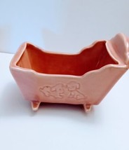Vtg Pink USA Pottery Rock A Bye Baby Cradle Nursery Planter  - £14.39 GBP