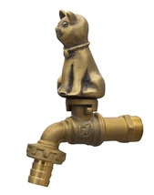 Brass Garden Tap Faucet Cat Spigot Vintage Yard Animal Water Home Decor ... - $55.99