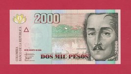 2,000 Pesos 2008 Colombia Unc Banknote On Colored Paper (Pick-457h) First Issue - £3.14 GBP