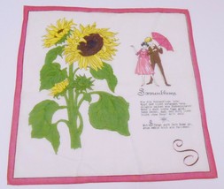SUNFLOWER Vtg 1950&#39;s / 60&#39;s German Handkerchief Hanky Sonnenblume Initial S - $29.95