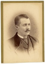 Circa 1880&#39;S Trimmed Cabinet Card Handsome Man Mustache Schadee Northampton, Ma - £9.59 GBP