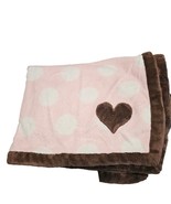 Carter&#39;s Baby Girl Blanket Heart Polka Dot Pink Plush Fleece 30x40 Brown - $33.75