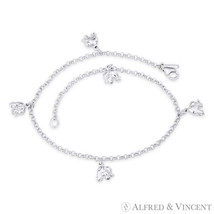 6x8mm Elephant &amp; 2.3mm Rolo Chain Italy .925 Sterling Silver Animal Charm Anklet - £23.48 GBP