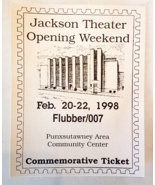 Jackson Theater Premier 1998 FLUBBER/007 Commerative Movie Ticket Punxsu... - £7.79 GBP