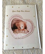 Baby Shower Musical Greeting Card Arrival of Newborn Teddy Bear Hearts P... - £3.13 GBP