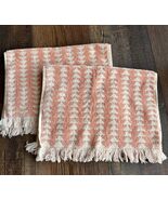 2 Pc Pendleton Sundown Dusty Pink White Hand Towel Set Towels Aztec Reve... - $28.49