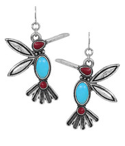 Jeweled Hummingbird Dangle Earrings Silver - £11.14 GBP