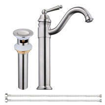 Vessel Sink Faucet Single Handle Brushed Nickel Pop Up Drain Bathroom Co... - $139.15