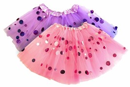 Set of 2 Polka Dot Tutu for Girls – Glitter Purple &amp; Pink – 2 Tulle Tutus Skirt - £11.06 GBP