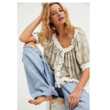 FREE PEOPLE Perfect Day Ribbed Ruffle Top - £37.89 GBP