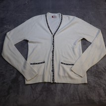 Vereloft Revere Pat Boone Sweater Womens L Cardigan Ivory Long Sleeve VNeck - £31.46 GBP