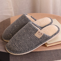New Simple Pure Color Flat Slides Women Winter Bedroom Cotton Slippers Couples S - £18.70 GBP