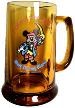 Vintage Disneyland Pirates of the Caribbean Amber Glass Beer Mug - Mickey Mouse - £19.65 GBP