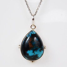 925 Sterling Silver Copper Turquoise Gemstone Handmade Pendant Her Gift PS-1524 - £31.33 GBP