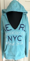 Aeropostale Aero Blue Teal NYC New York Long Sleeve Stretch Hoodie Women’s M - £7.90 GBP