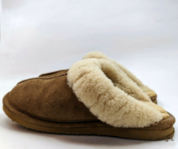 Chloe Girl Suede Sheepskin Fur Trim Slipper size 4 M Beige Slip-on - £7.13 GBP