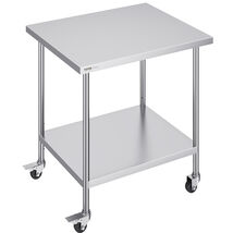 VEVOR Stainless Steel Adjustable Work Table 30x36x38 in, 2 Storeys with ... - $119.99