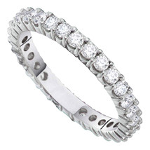 14k White Gold Round Pave-set Diamond Eternity Wedding Anniversary Band 1 Ctw - £1,088.32 GBP