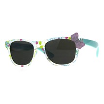 Girl&#39;s Sunglasses Cute Floral Flower Print Ribbon Bow Square Frame - £15.79 GBP