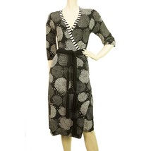 Marc Cain Floral Printed Black Gray Viscose V neck Dress- Sz 3 - $1,366.45 MXN