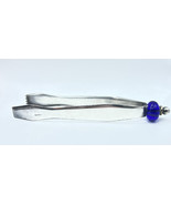 N-A MAGALI Blue Glass Bead Silver Plate Ice Tongs 7” Signed - $476.49 MXN