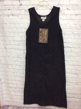 Original TY Wear Womens Shift Dress Black Tiger Scoop Neck Sleeveless Pe... - £12.22 GBP