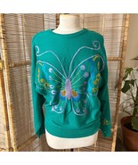 Vintage 60s CYN LES Embroidered Sweater Size L Shirlee designs Floral Bu... - $73.53 CAD