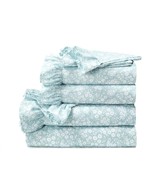 King Size Polyester Blue Ruffle Floral 6 Piece Sheet Set - $3,444.29 MXN