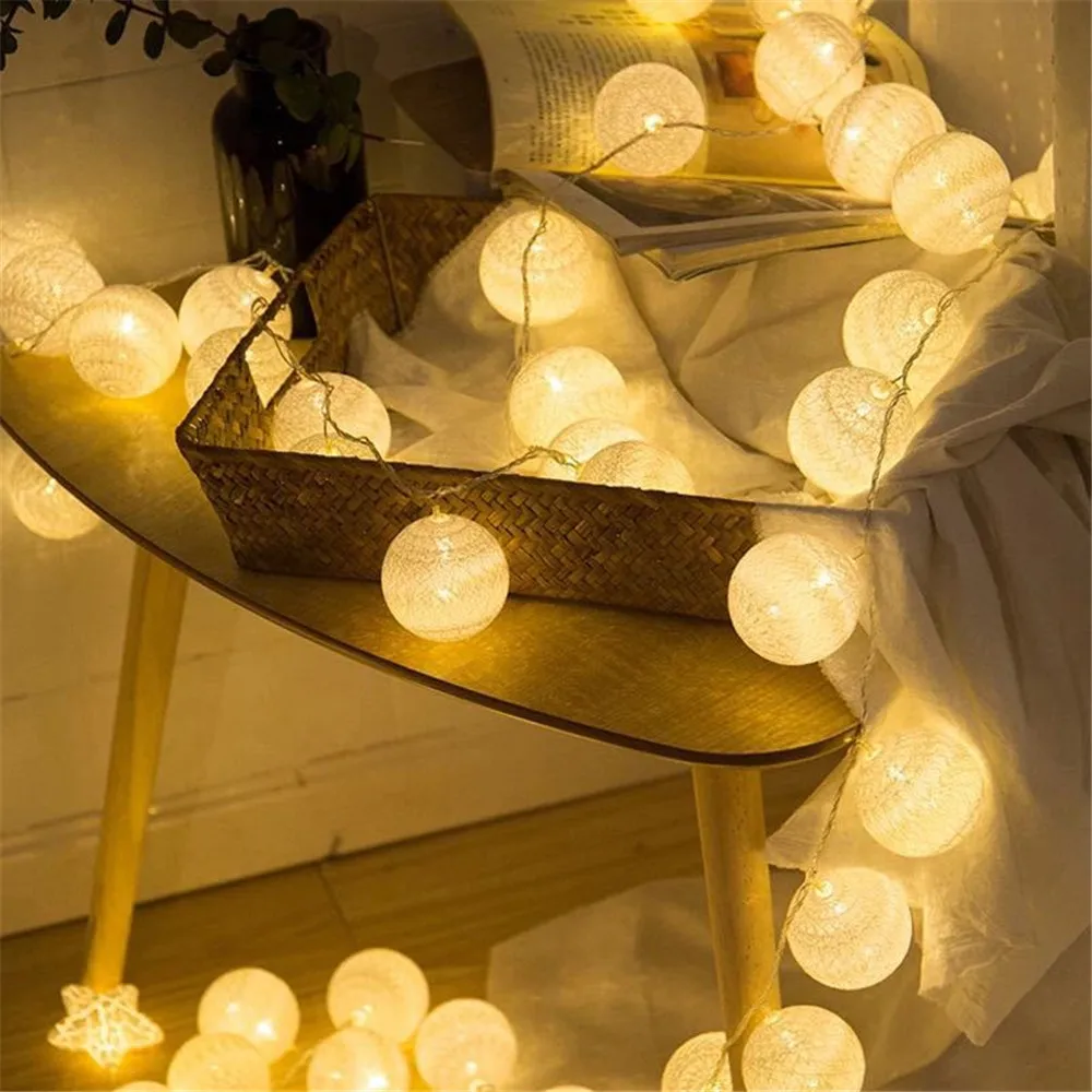 LED Cotton Balls Lighting String Indoor Gar String Lights room Decor for Wedding - £154.25 GBP
