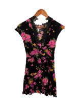 FREE PEOPLE Womens Dress Black/Pink ALORA Floral Print Mini Button Front... - £17.28 GBP