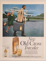 1967 Print Ad New Old Crow Traveler Kentucky Bourbon Whiskey Flask Bottle - £14.13 GBP